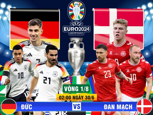 Xem trực tiếp Đức vs Đan Mạch vòng 1/8 EURO 2024 ở đâu?